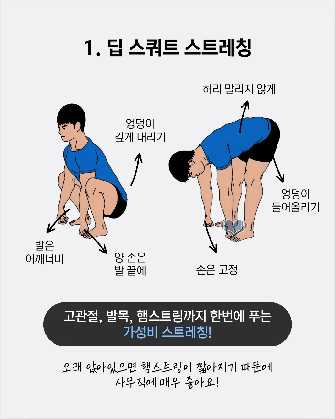 딥 스쿼트 스트레칭 동작을 보여주는 이미지