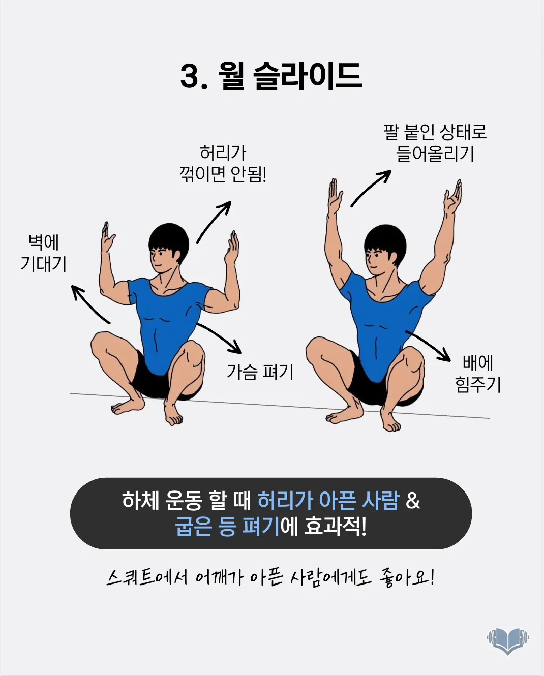 딥 스쿼트 숄더 플렉션 동작을 보여주는 이미지