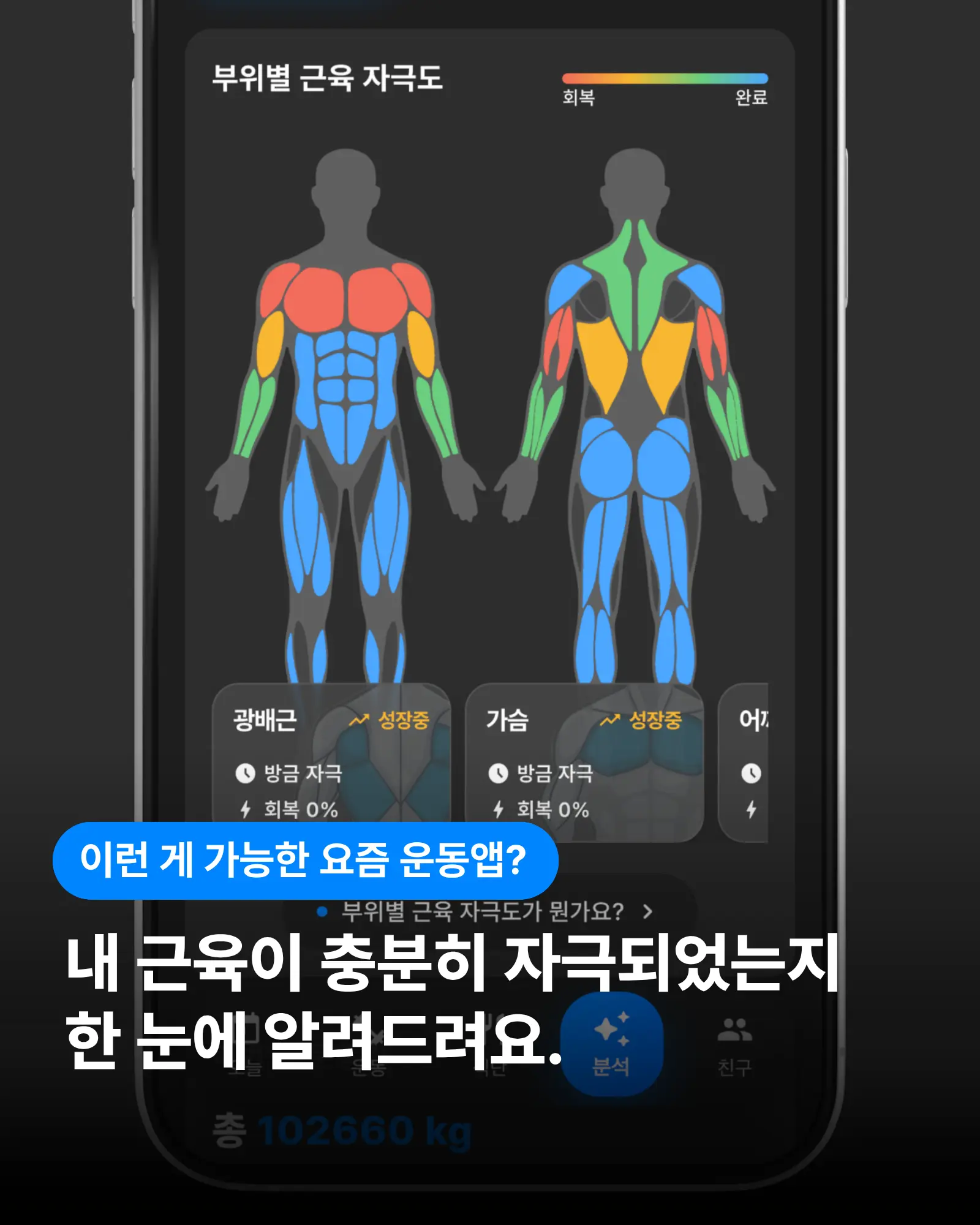근육 회복 시간 아티클 하단 CTA용 앱 기능 히트맵 이미지